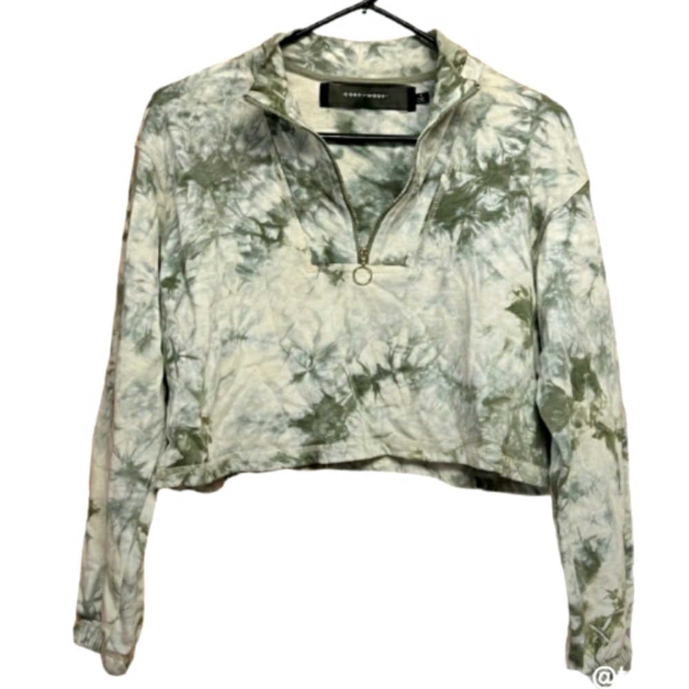 Code Mode Tie-Dye Cropped 3/4 Zip Sweatshirt